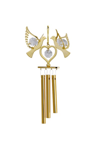 24K GOLD PLATED WIND CHIM DOUBLE DOVE 24K GOLD PLATED WIND CHIM DOUBLE DOVE